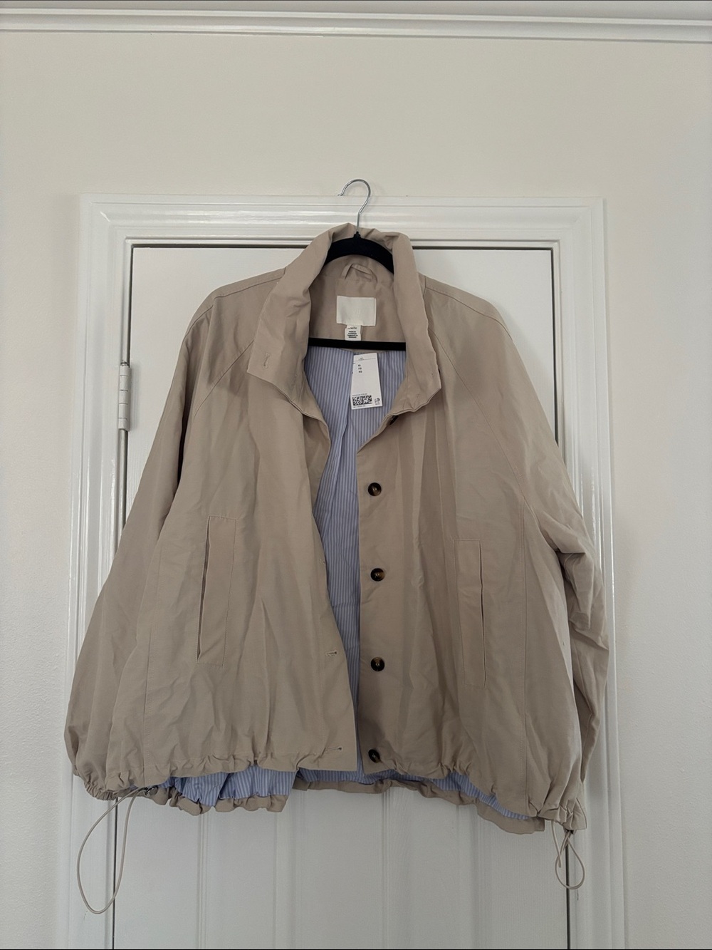 H&M Light Beige Men's (unisex) Lightweight Button trench Jacket